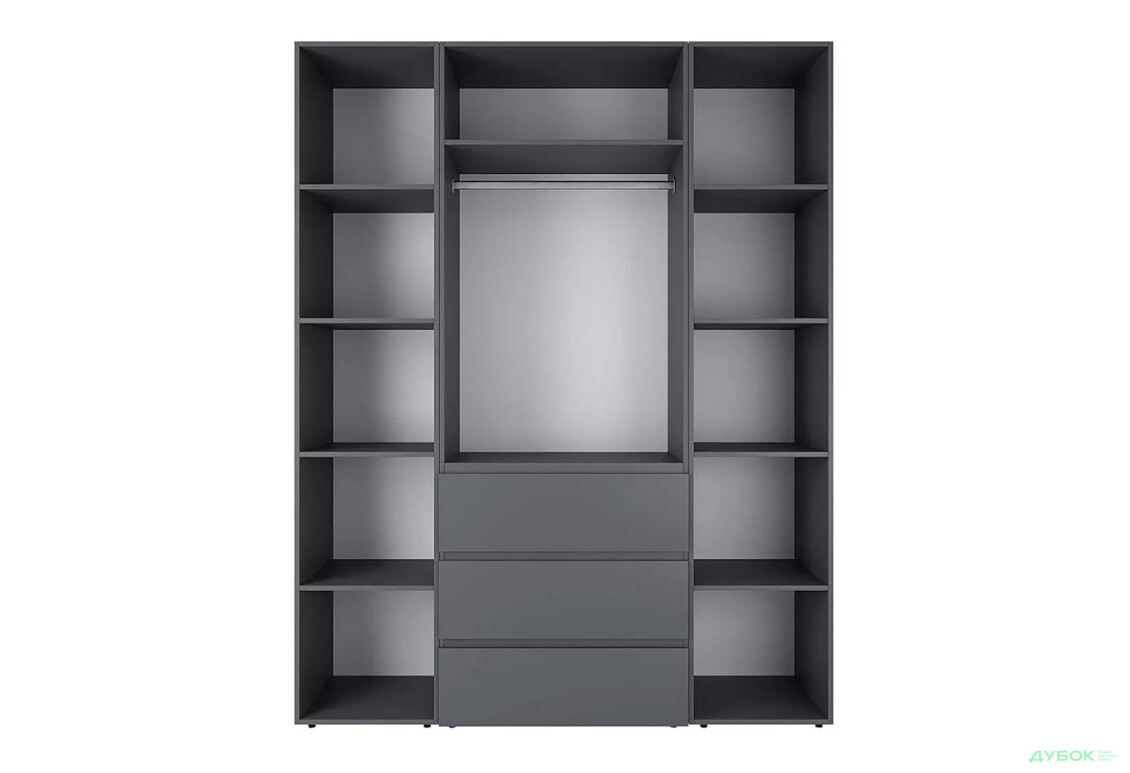 Зображення 5 - Шафа Art In Head Light / Лайт 2-дверна з 3 шухлядами та стелажами 160 см, графіт