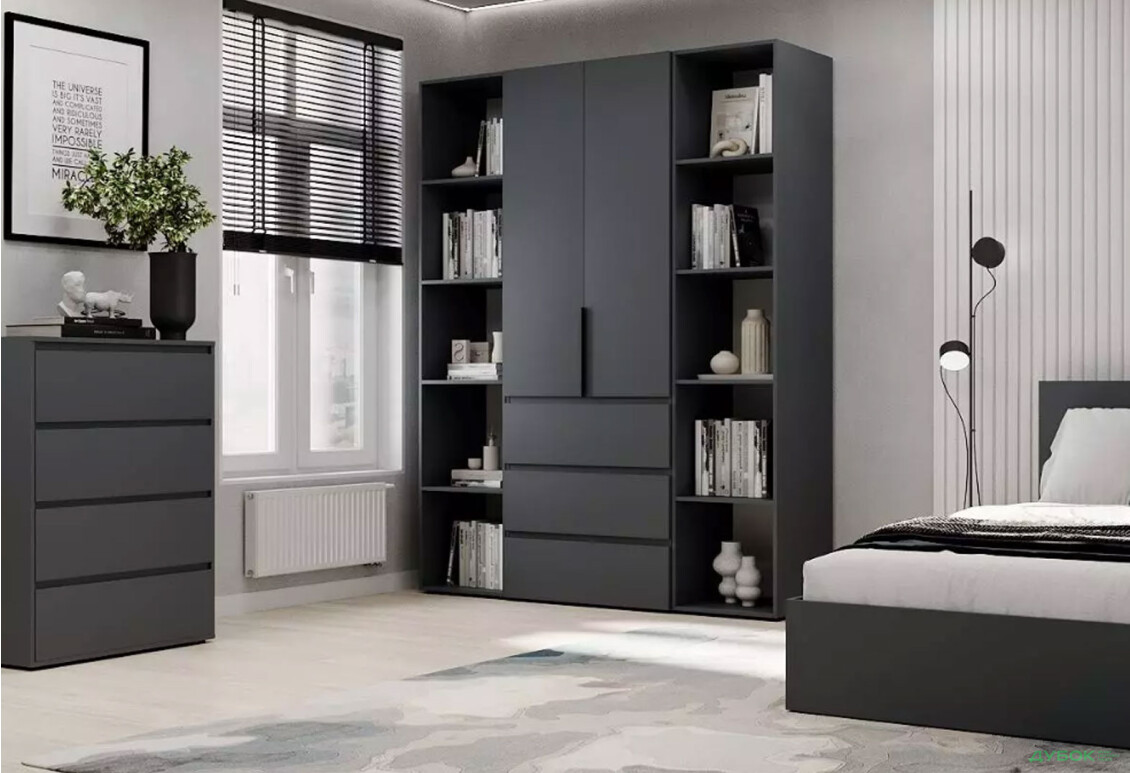 Зображення 2 - Шафа Art In Head Light / Лайт 2-дверна з 3 шухлядами та стелажами 160 см, графіт