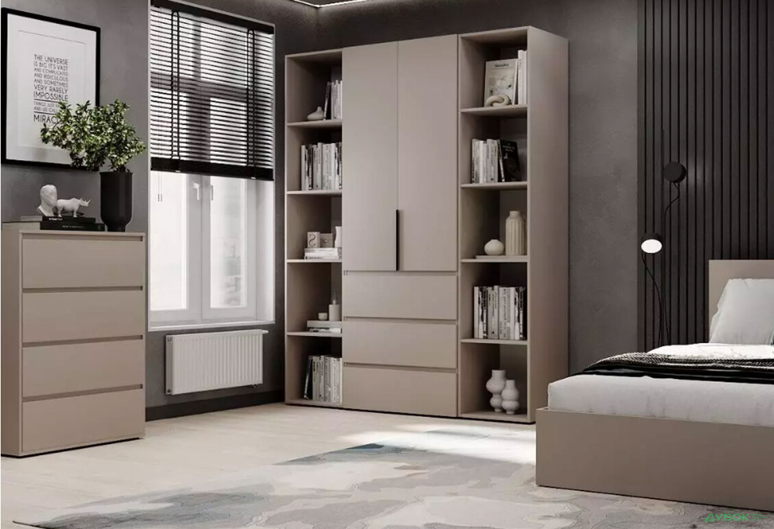 Изображение 2 - Шкаф Art In Head Light / Лайт 2-дверный с 3 ящиками и стеллажами 160 см, кашемир