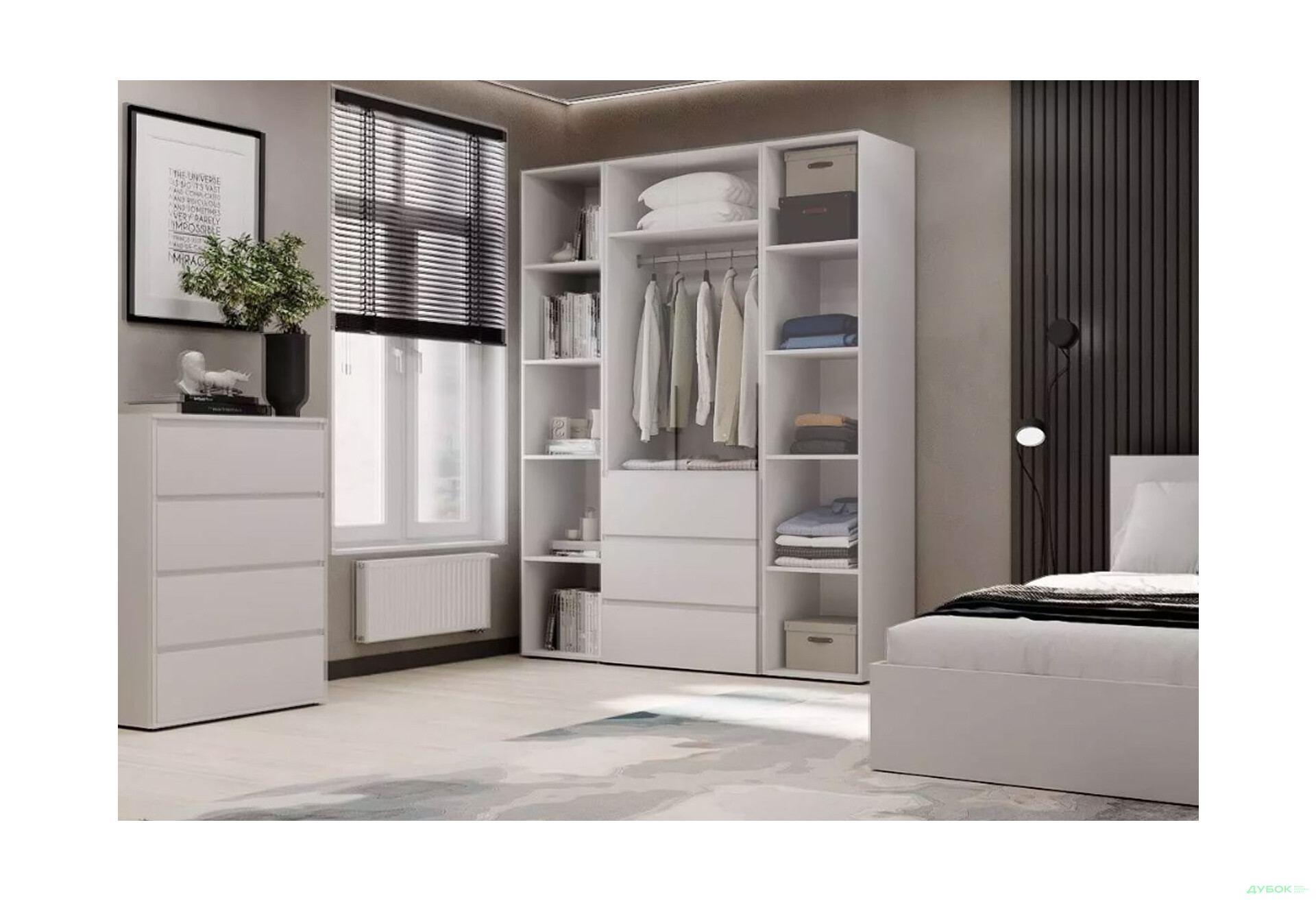 Зображення 3 - Шафа Art In Head Light / Лайт 3-дверна з 3 шухлядами та стелажем 160 см, білий діамант