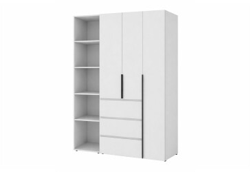 Шафа Art In Head Light / Лайт 3-дверна з 3 шухлядами та стелажем 160 см, білий діамант