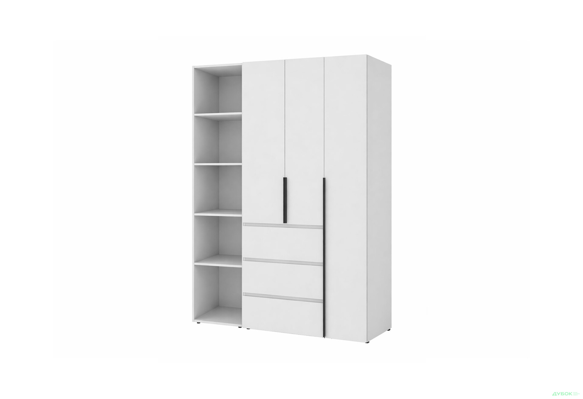 Зображення 1 - Шафа Art In Head Light / Лайт 3-дверна з 3 шухлядами та стелажем 160 см, білий діамант