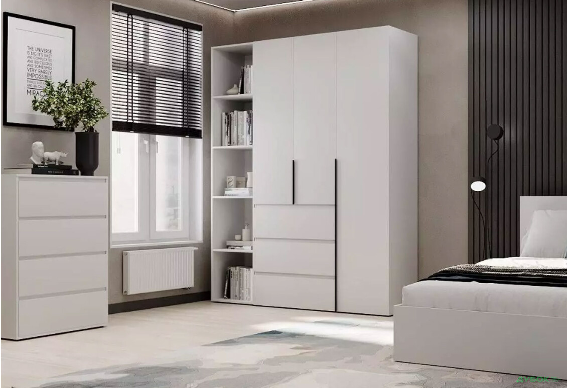 Зображення 2 - Шафа Art In Head Light / Лайт 3-дверна з 3 шухлядами та стелажем 160 см, білий діамант