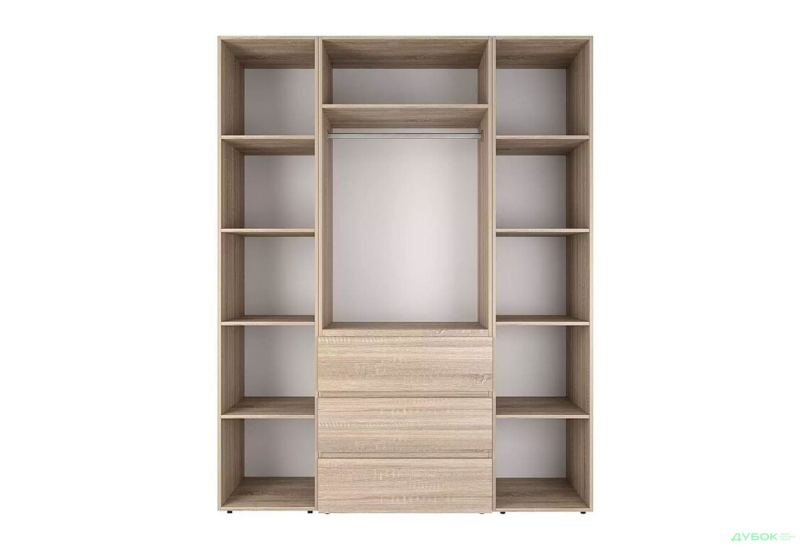 Зображення 5 - Шафа Art In Head Light / Лайт 3-дверна з 3 шухлядами та стелажем 160 см, дуб сонома