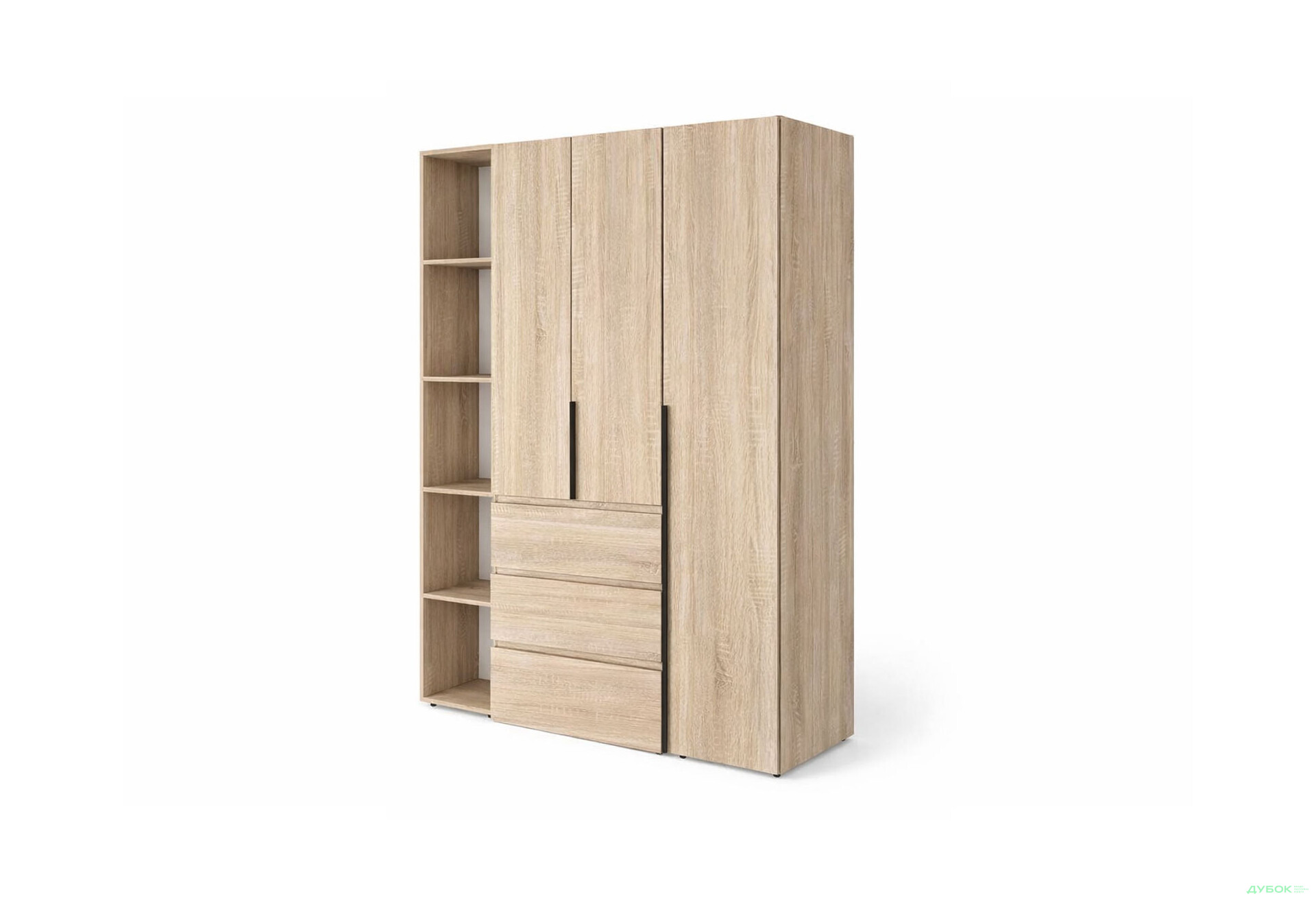 Зображення 1 - Шафа Art In Head Light / Лайт 3-дверна з 3 шухлядами та стелажем 160 см, дуб сонома