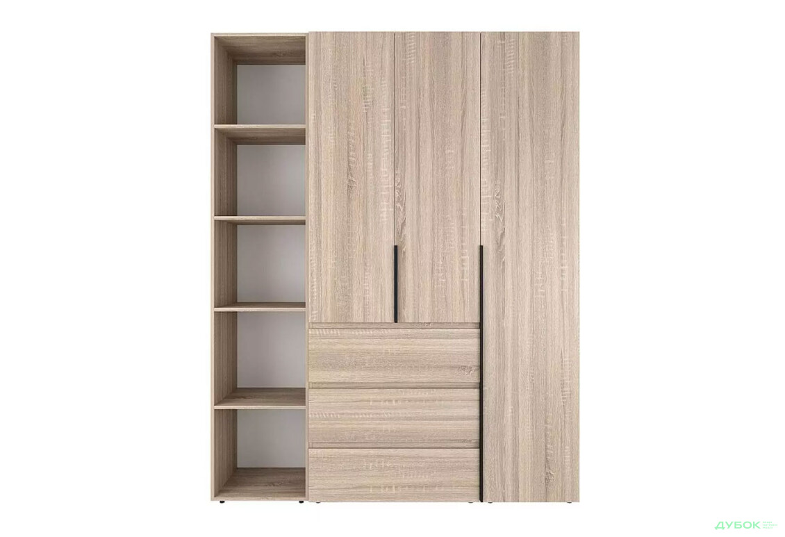 Зображення 4 - Шафа Art In Head Light / Лайт 3-дверна з 3 шухлядами та стелажем 160 см, дуб сонома