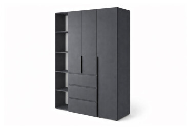 Шафа Art In Head Light / Лайт 3-дверна з 3 шухлядами та стелажем 160 см, графіт