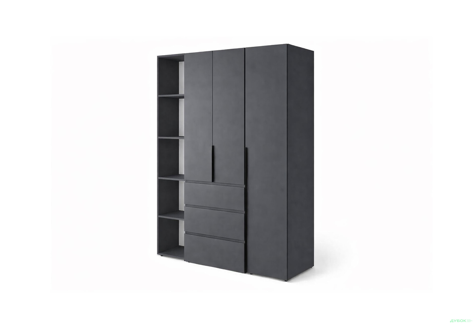 Изображение 1 - Шкаф Art In Head Light / Лайт 3-дверный с 3 ящиками и стеллажом 160 см, графит