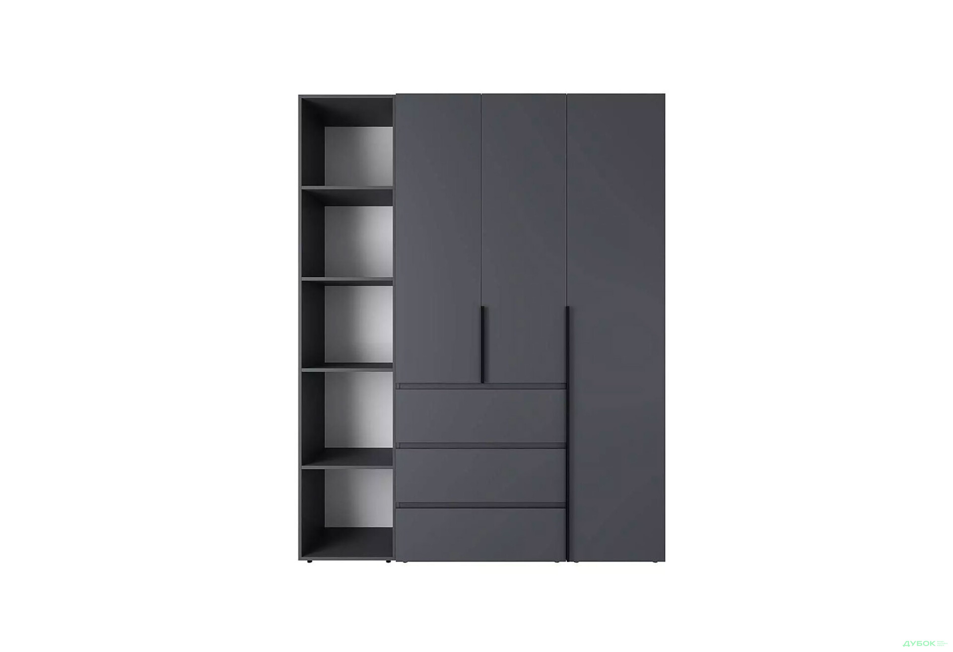 Изображение 4 - Шкаф Art In Head Light / Лайт 3-дверный с 3 ящиками и стеллажом 160 см, графит