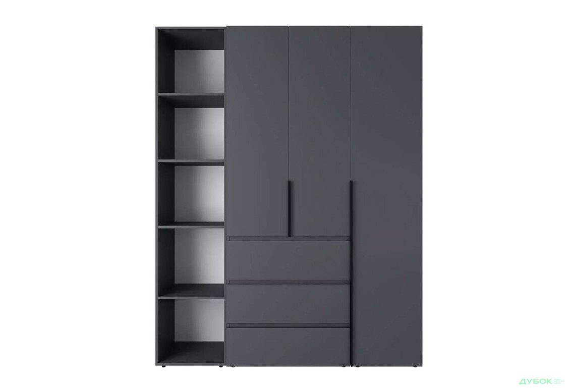 Изображение 4 - Шкаф Art In Head Light / Лайт 3-дверный с 3 ящиками и стеллажом 160 см, графит