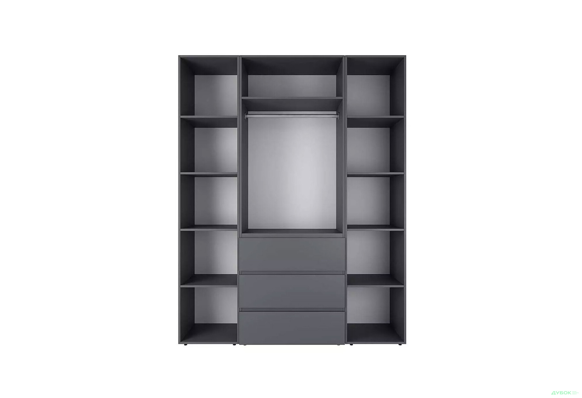 Изображение 5 - Шкаф Art In Head Light / Лайт 3-дверный с 3 ящиками и стеллажом 160 см, графит
