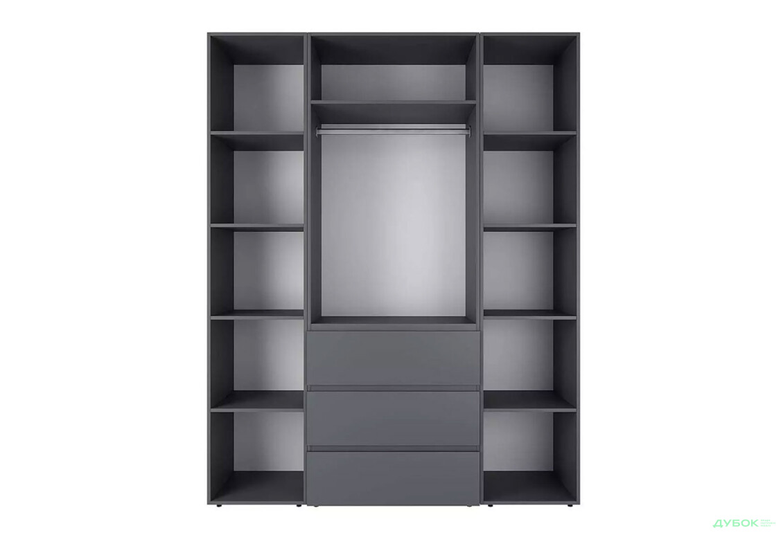 Изображение 5 - Шкаф Art In Head Light / Лайт 3-дверный с 3 ящиками и стеллажом 160 см, графит