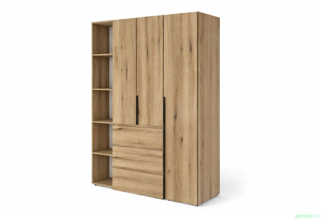Шкаф Art In Head Light / Лайт 3-дверный с 3 ящиками и стеллажом 160 см, дуб эвок