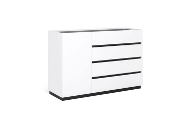 Комод 1дв 4шх белый супермат, антрацит