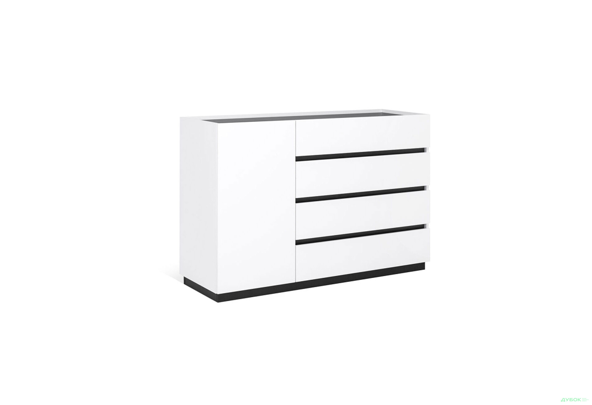 Изображение 1 - Комод МироМарк Дуо с дверкой и 4 ящиками 135 см белый супермат, антрацит