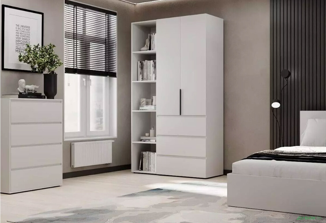 Зображення 2 - Шафа Art In Head Light / Лайт 2-дверна з 3 шухлядами та стелажем 120 см, білий діамант