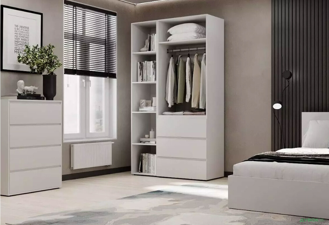 Зображення 3 - Шафа Art In Head Light / Лайт 2-дверна з 3 шухлядами та стелажем 120 см, білий діамант