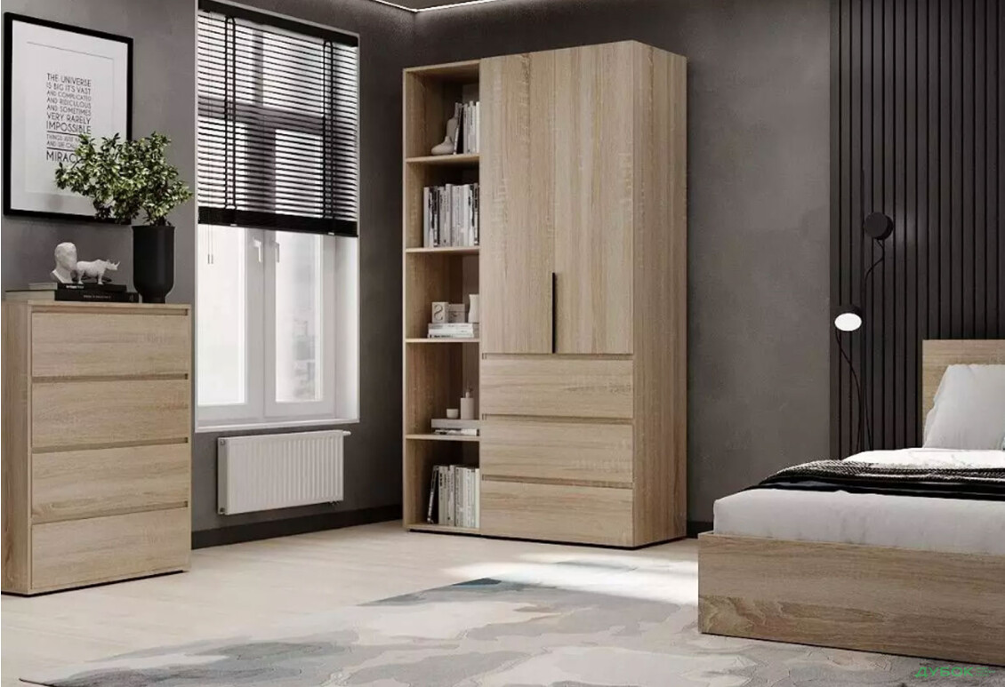 Изображение 2 - Шкаф Art In Head Light / Лайт 2-дверный с 3 ящиками и стеллажом 120 см, дуб сонома