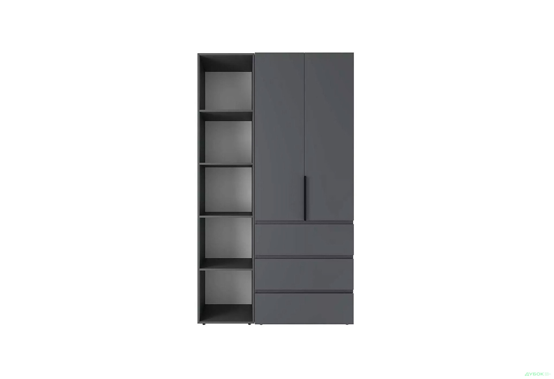 Изображение 4 - Шкаф Art In Head Light / Лайт 2-дверный с 3 ящиками и стеллажом 120 см, графит
