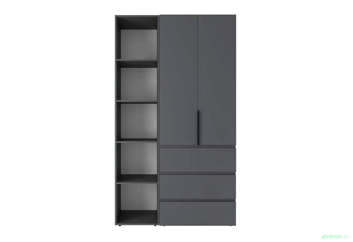 Изображение 4 - Шкаф Art In Head Light / Лайт 2-дверный с 3 ящиками и стеллажом 120 см, графит