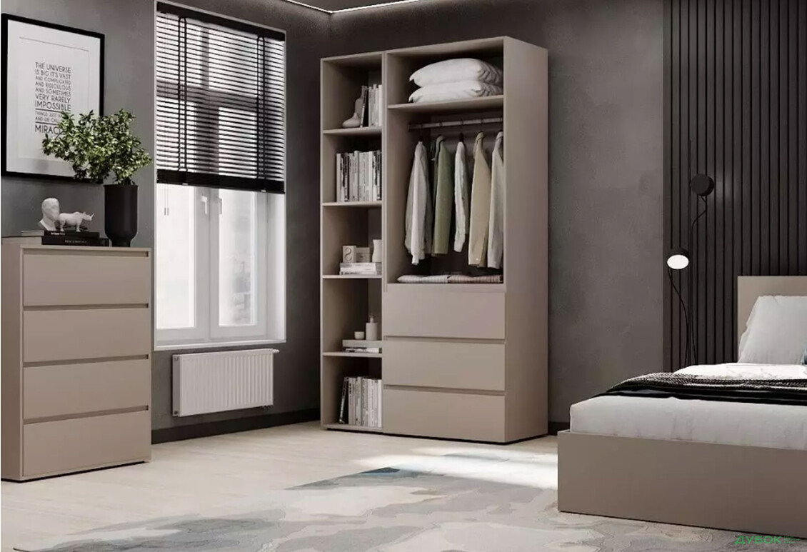 Зображення 3 - Шафа Art In Head Light / Лайт 2-дверна з 3 шухлядами та стелажем 120 см, кашемір