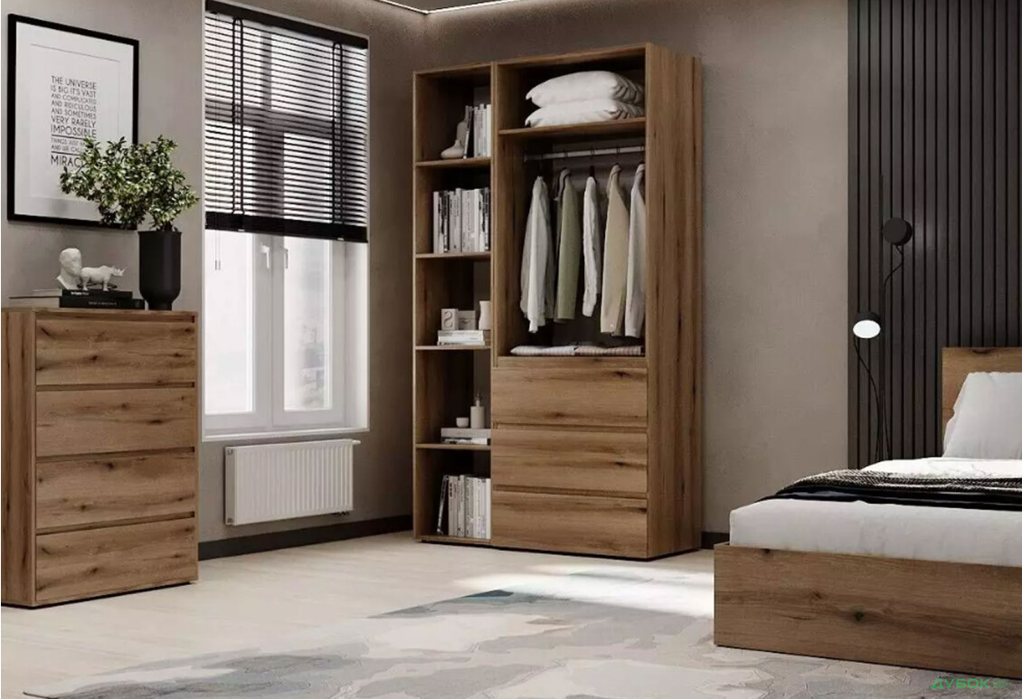 Зображення 3 - Шафа Art In Head Light / Лайт 2-дверна з 3 шухлядами та стелажем 120 см, дуб евок