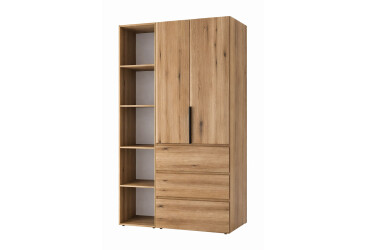 Шкаф Art In Head Light / Лайт 2-дверный с 3 ящиками и стеллажом 120 см, дуб эвок