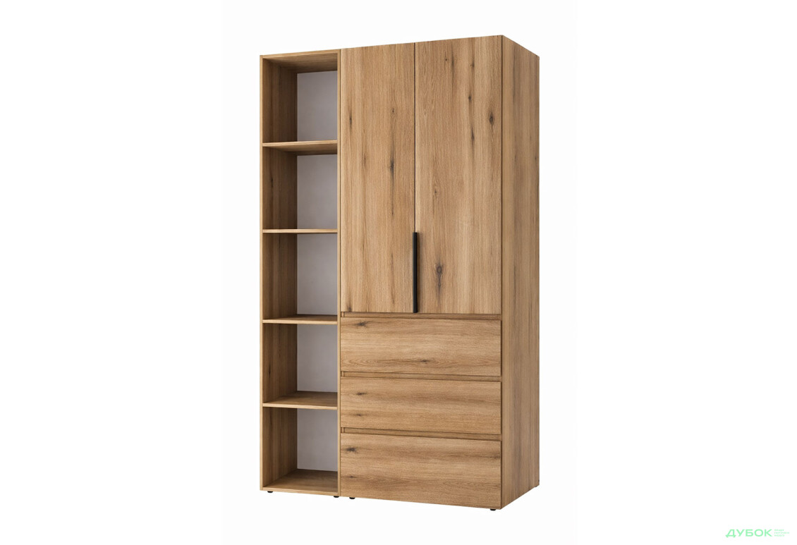 Шафа Art In Head Light / Лайт 2-дверна з 3 шухлядами та стелажем 120 см, дуб евок
