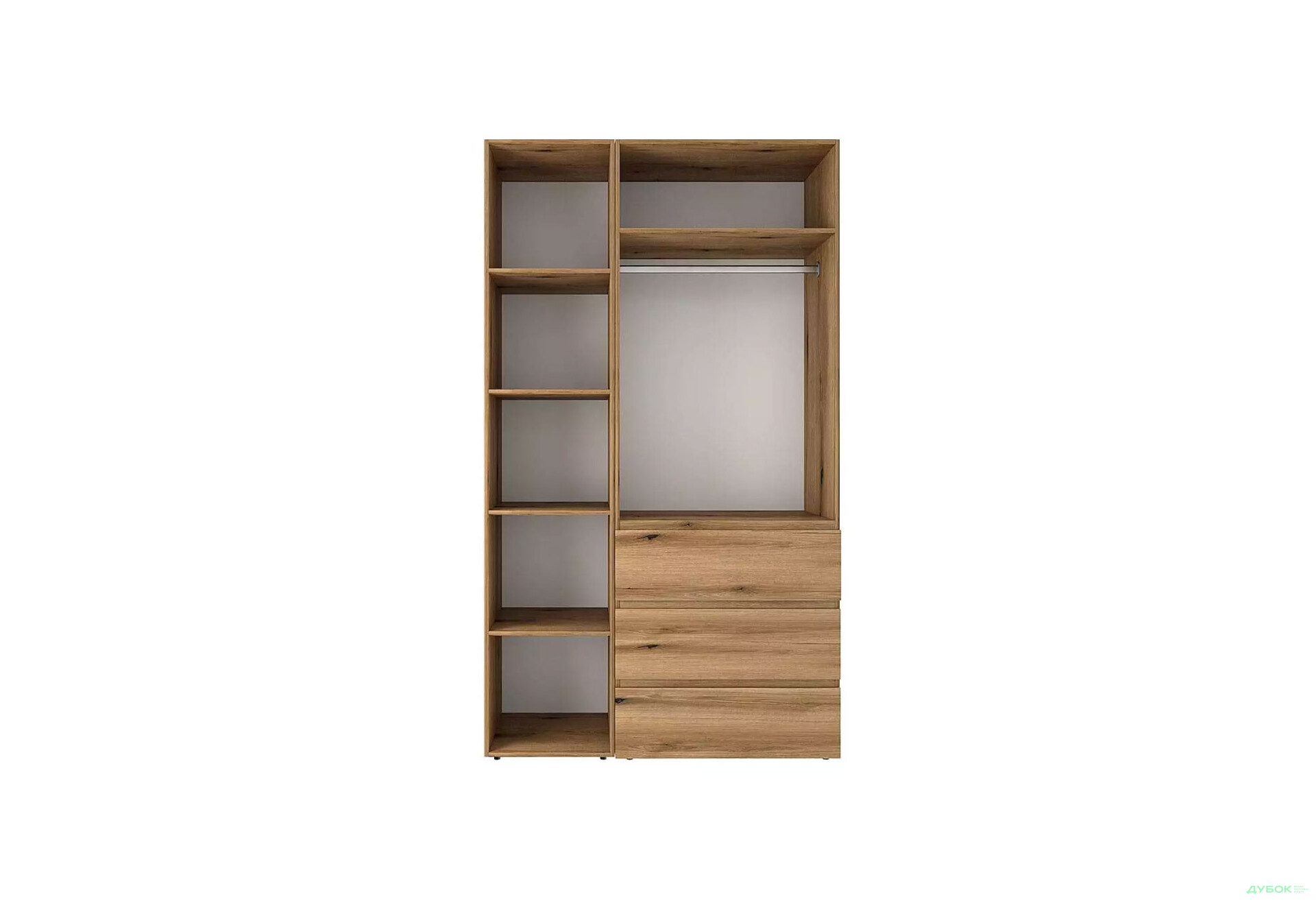 Зображення 4 - Шафа Art In Head Light / Лайт 2-дверна з 3 шухлядами та стелажем 120 см, дуб евок