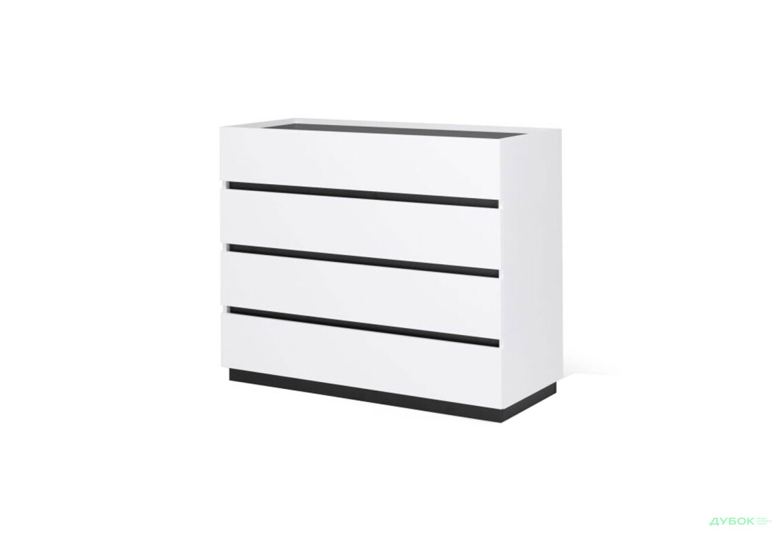 Комод МироМарк Дуо с 4 ящиками 110 см белый супермат, антрацит