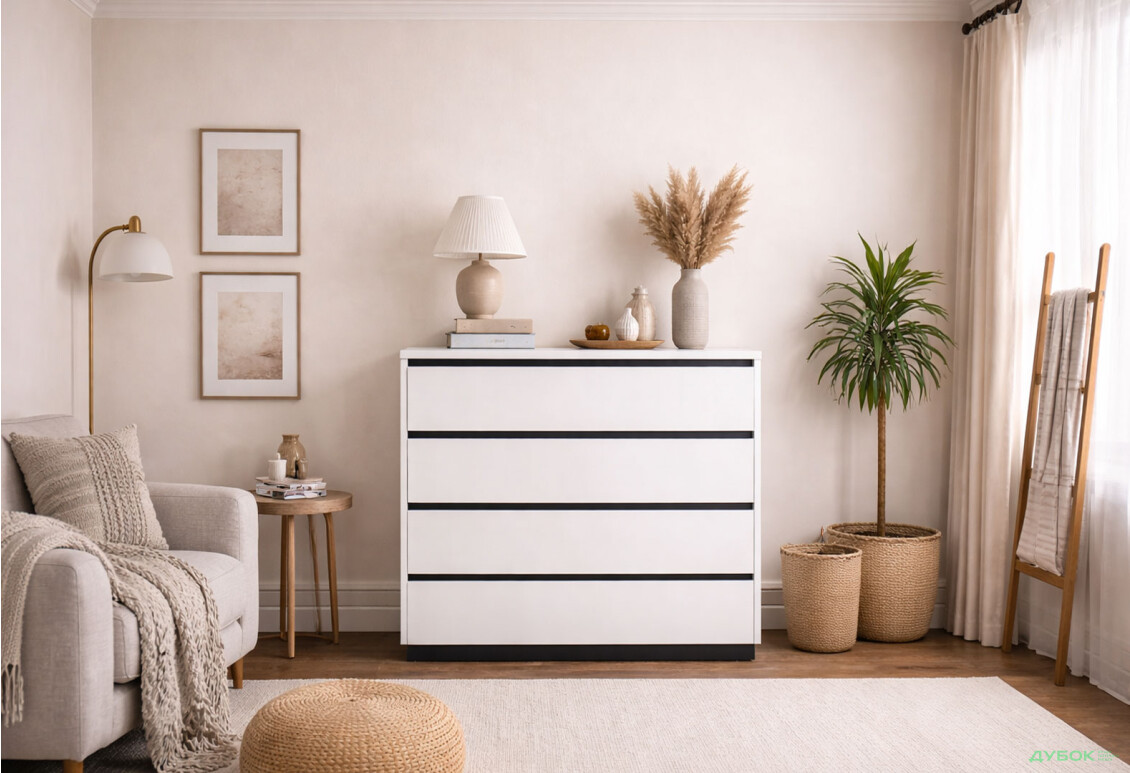 Изображение 2 - Комод МироМарк Дуо с 4 ящиками 110 см белый супермат, антрацит
