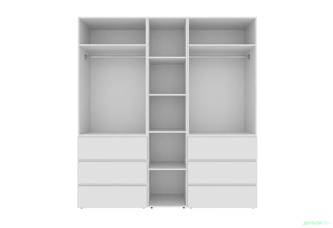 Зображення 5 - Шафа Art In Head Light / Лайт 4-дверна з 6 шухлядами та стелажем 180 см, білий діамант