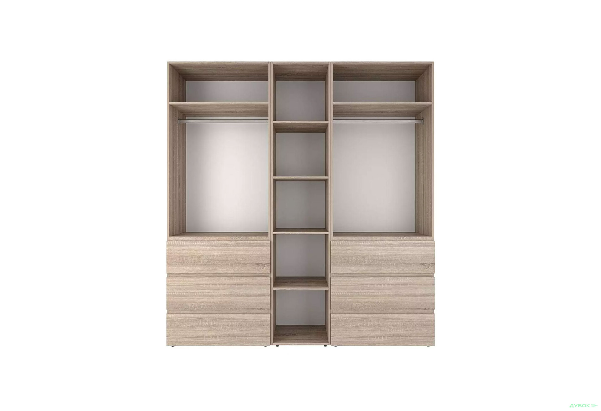 Зображення 5 - Шафа Art In Head Light / Лайт 4-дверна з 6 шухлядами та стелажем 180 см, дуб сонома