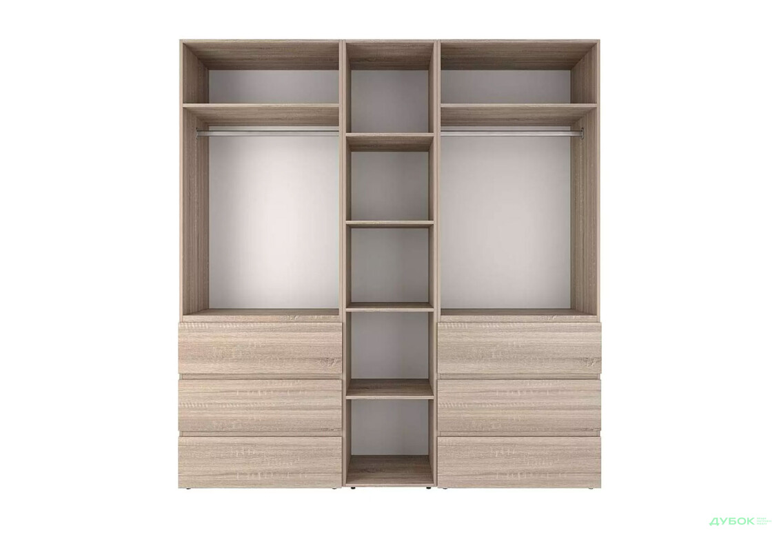 Зображення 5 - Шафа Art In Head Light / Лайт 4-дверна з 6 шухлядами та стелажем 180 см, дуб сонома