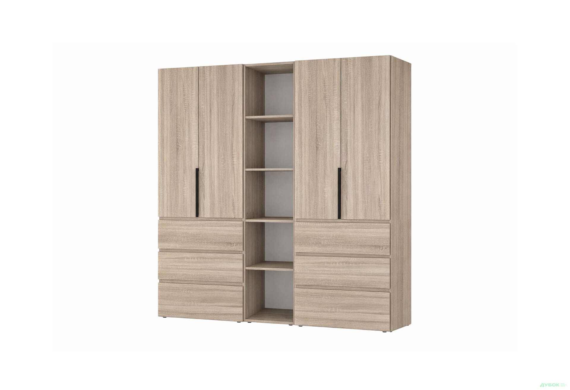 Зображення 1 - Шафа Art In Head Light / Лайт 4-дверна з 6 шухлядами та стелажем 180 см, дуб сонома
