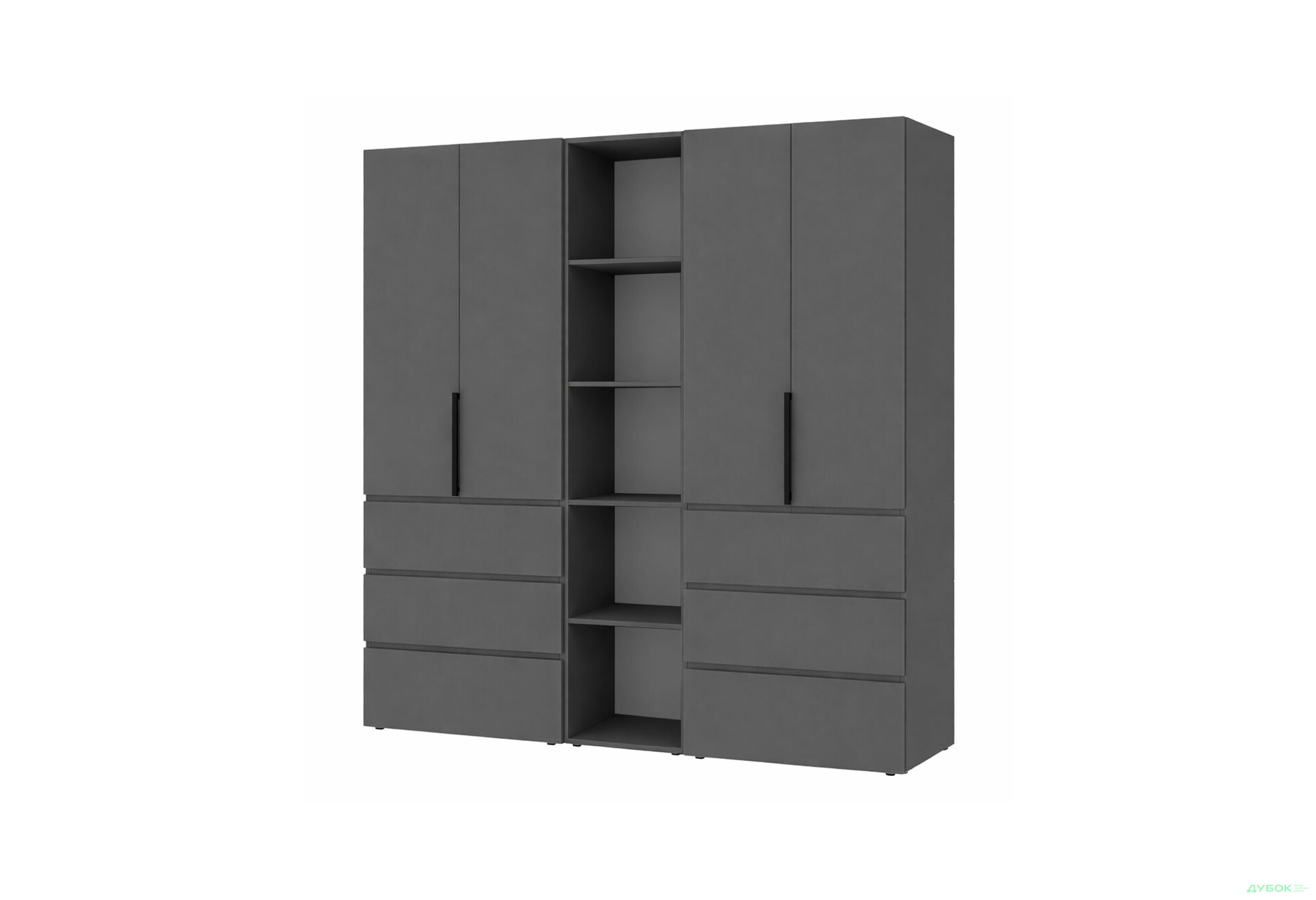 Зображення 1 - Шафа Art In Head Light / Лайт 4-дверна з 6 шухлядами та стелажем 180 см, графіт