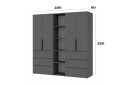 Зображення 6 - Шафа Art In Head Light / Лайт 4-дверна з 6 шухлядами та стелажем 180 см, графіт