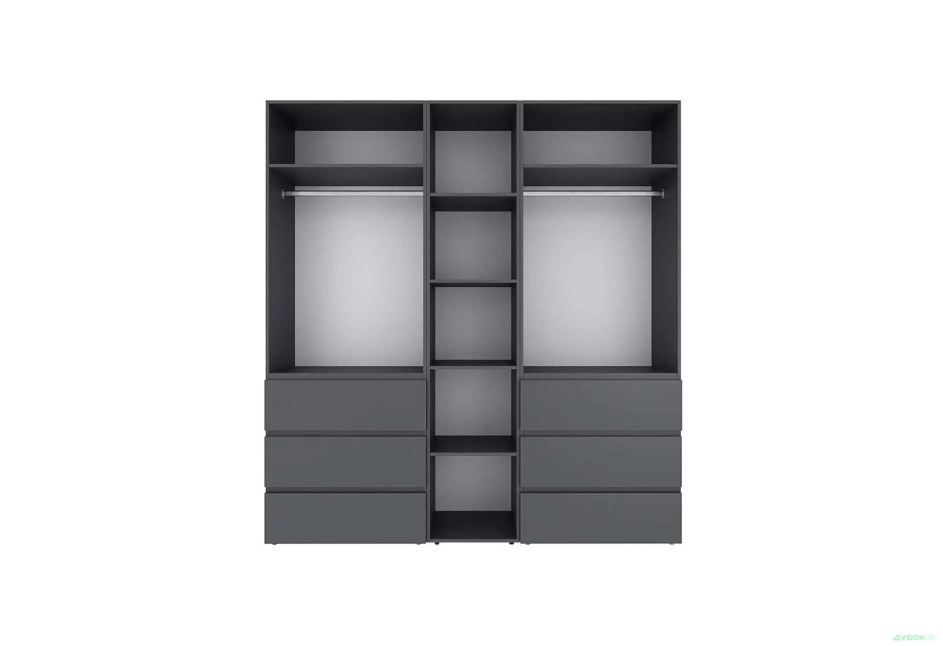 Зображення 5 - Шафа Art In Head Light / Лайт 4-дверна з 6 шухлядами та стелажем 180 см, графіт