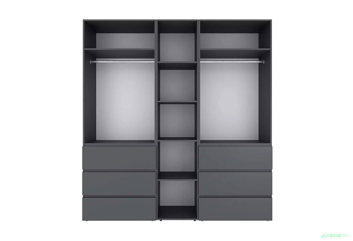 Зображення 5 - Шафа Art In Head Light / Лайт 4-дверна з 6 шухлядами та стелажем 180 см, графіт