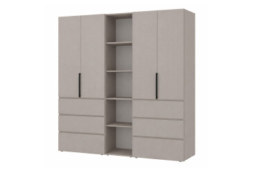 Шафа Art In Head Light / Лайт 4-дверна з 6 шухлядами та стелажем 180 см, кашемір
