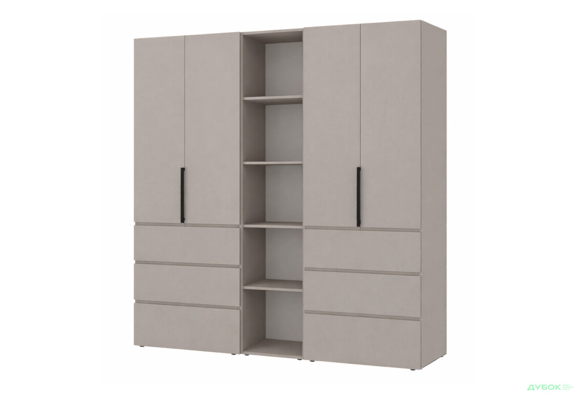 Шафа Art In Head Light / Лайт 4-дверна з 6 шухлядами та стелажем 180 см, кашемір
