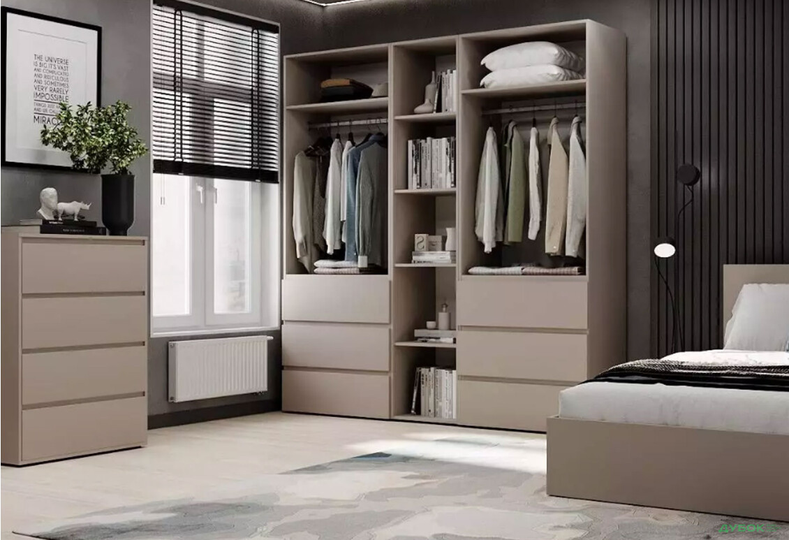 Зображення 3 - Шафа Art In Head Light / Лайт 4-дверна з 6 шухлядами та стелажем 180 см, кашемір