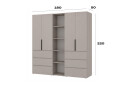 Зображення 6 - Шафа Art In Head Light / Лайт 4-дверна з 6 шухлядами та стелажем 180 см, кашемір