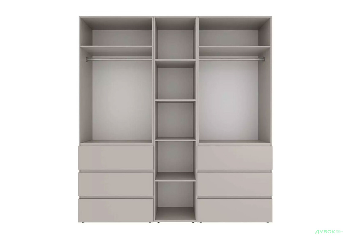 Зображення 5 - Шафа Art In Head Light / Лайт 4-дверна з 6 шухлядами та стелажем 180 см, кашемір