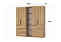 Зображення 6 - Шафа Art In Head Light / Лайт 4-дверна з 6 шухлядами та стелажем 180 см, дуб евок