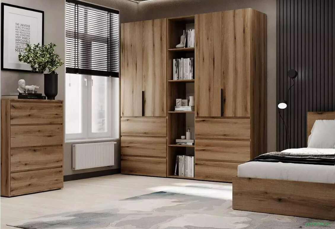 Зображення 2 - Шафа Art In Head Light / Лайт 4-дверна з 6 шухлядами та стелажем 180 см, дуб евок