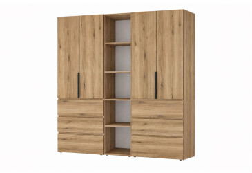 Шафа Art In Head Light / Лайт 4-дверна з 6 шухлядами та стелажем 180 см, дуб евок