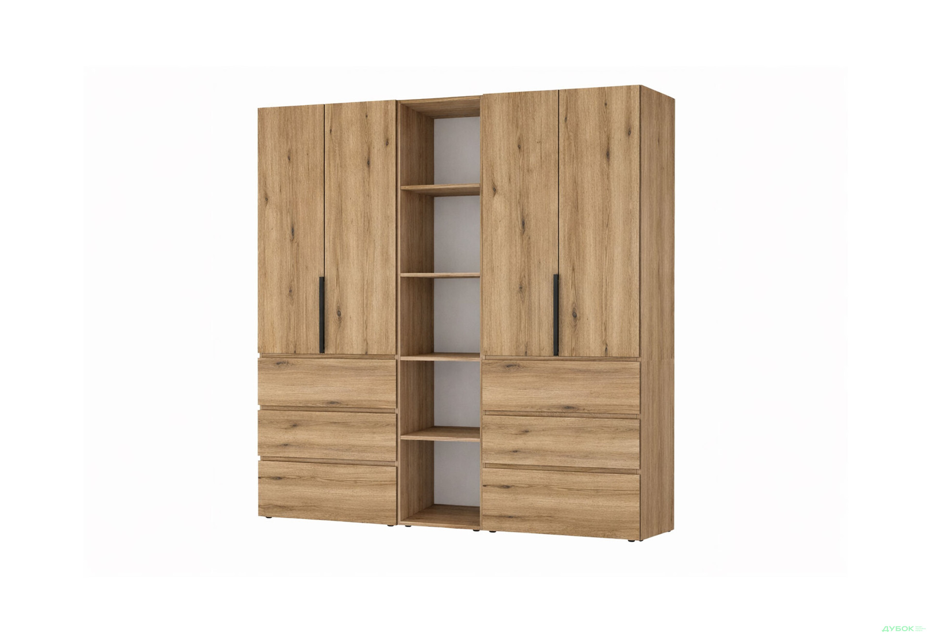 Зображення 1 - Шафа Art In Head Light / Лайт 4-дверна з 6 шухлядами та стелажем 180 см, дуб евок