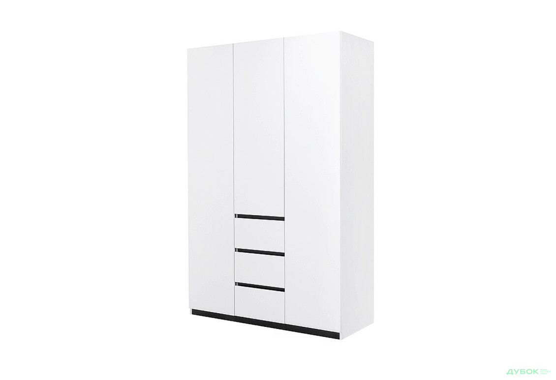 Шкаф МироМарк Дуо 3-хдверный с 3 ящиками 134,4 см белый супермат, антрацит