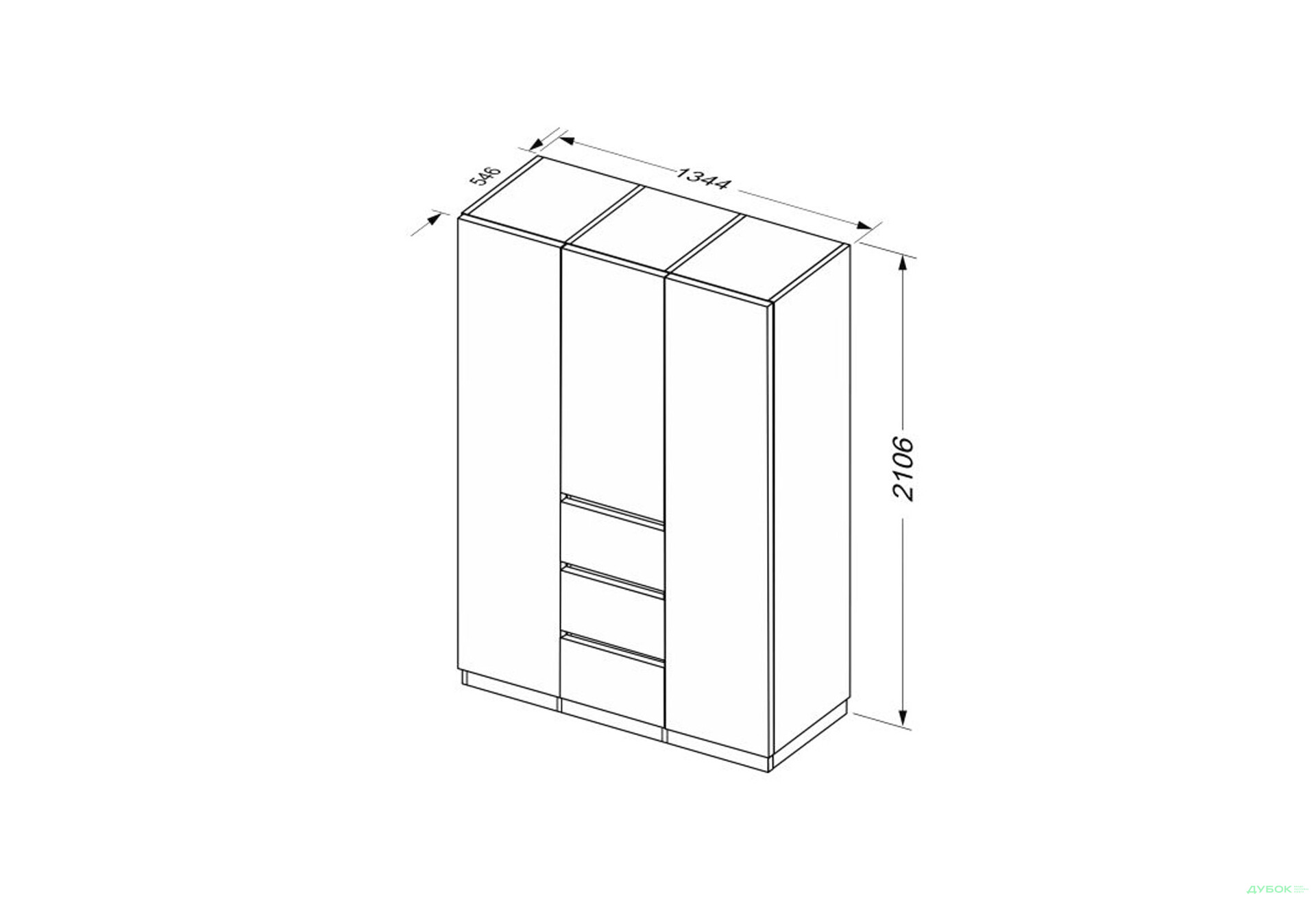 Изображение 7 - Шкаф МироМарк Дуо 3-хдверный с 3 ящиками 134,4 см белый супермат, антрацит